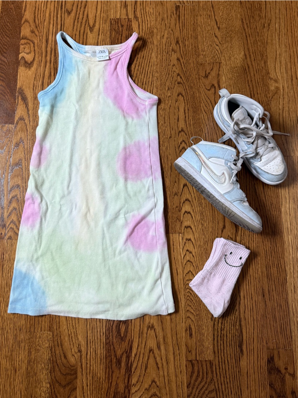 Zara Pastel Tie-Dye Tank Dress in Pink, Blue, Green - 9 yo